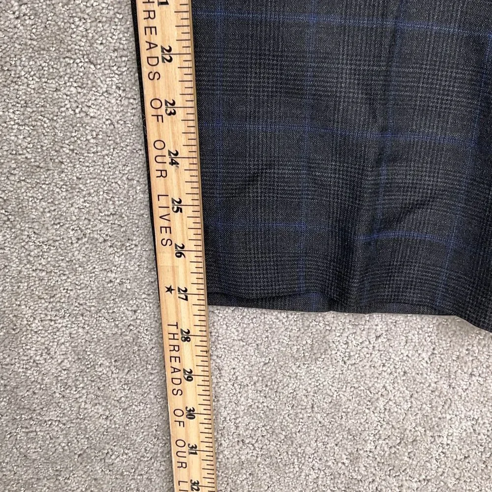 Ralph Lauren Suit Men 40R‎ 30W 27L Gray Royal Blue Windowpane Plaid Classic Wool